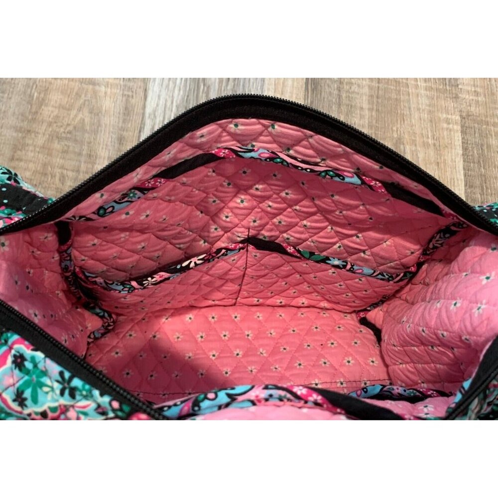 Faith Hope Love Shoulder Bag Black Paisley Floral Quilted Multi-Pocket Purse Zip - Picture 16 of 16